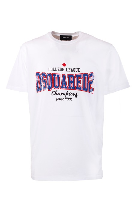 Shop DSQUARED2 Saldi T-shirt: DSQUARED2 t-shirt in cotone.
Girocollo.
Maniche corte.
Stampa lettering sul fronte.
Composizione: 100% Cotone.
Fabbricato in Portogallo.. S74GD1258 D20014-100